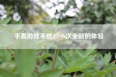 手表游戏手感：一次全新的体验