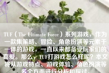 TUF（The Ultimate Force）系列游戏，作为一款集策略、冒险、角色扮演等元素于一体的游戏，一直以来都备受玩家们的喜爱。那么，TUF打游戏怎么样呢？本文将从游戏特点、游戏体验、角色扮演等多个方面进行分析和探讨。