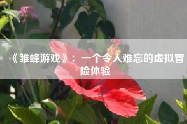 《雏蜂游戏》：一个令人难忘的虚拟冒险体验