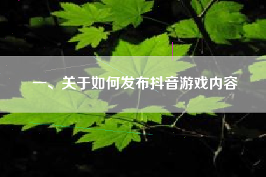 一、关于如何发布抖音游戏内容