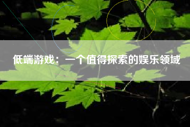 低端游戏：一个值得探索的娱乐领域