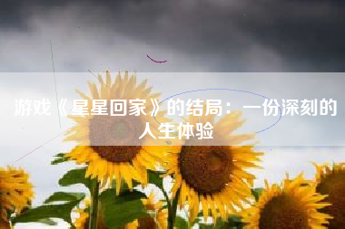 游戏《星星回家》的结局：一份深刻的人生体验