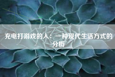 充电打游戏的人：一种现代生活方式的分析