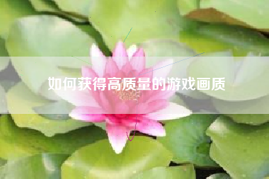 如何获得高质量的游戏画质