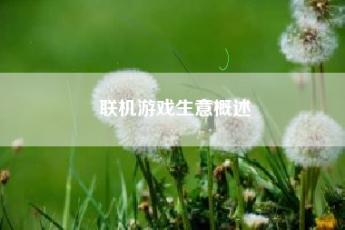 联机游戏生意概述