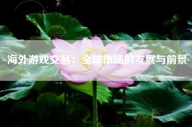 海外游戏交易：全球市场的发展与前景