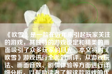 《吹雪》是一款在近年来引起玩家关注的游戏，其独特的游戏设定和精美的画面吸引了众多玩家的目光。本文将对《吹雪》游戏进行全面的测评，从游戏玩法、画面音效、剧情体验等方面进行详细分析，以帮助读者了解这款游戏的优缺点。