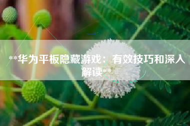 **华为平板隐藏游戏：有效技巧和深入解读**
