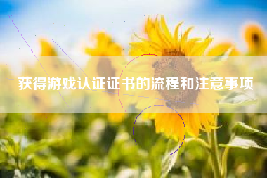 获得游戏认证证书的流程和注意事项