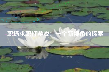 职场求职打游戏：一个新视角的探索