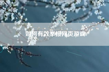 如何有效举报网页游戏