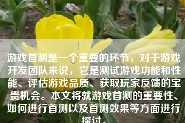 游戏首测是一个重要的环节，对于游戏开发团队来说，它是测试游戏功能和性能、评估游戏品质、获取玩家反馈的宝贵机会。本文将就游戏首测的重要性、如何进行首测以及首测效果等方面进行探讨。