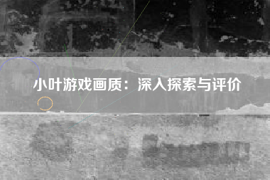 小叶游戏画质：深入探索与评价