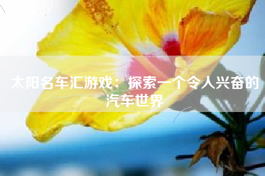 太阳名车汇游戏：探索一个令人兴奋的汽车世界